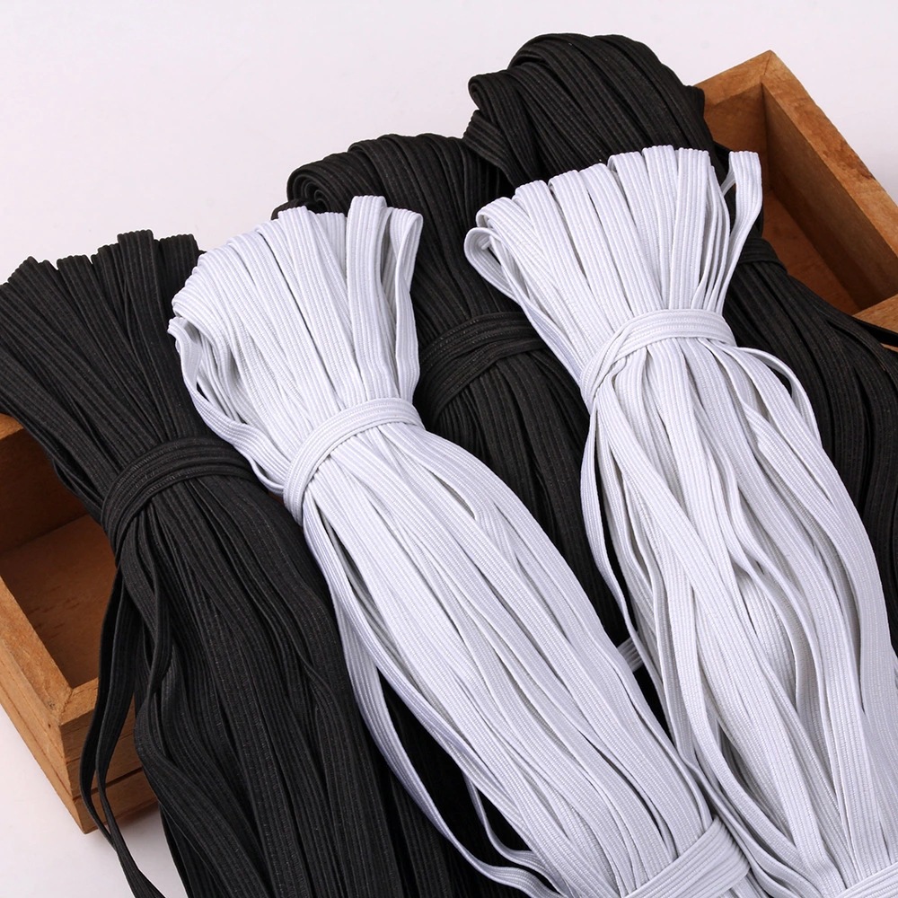 Mask Scarf 6mm Elastic Band 3mm Flat Black and White Latex Elastic String 1mm Strap N95 Elastic