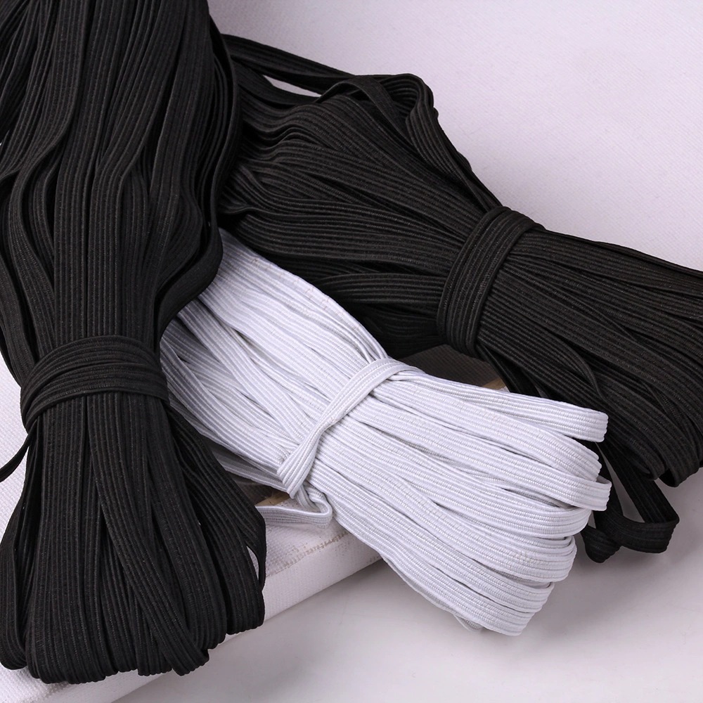 Mask Scarf 6mm Elastic Band 3mm Flat Black and White Latex Elastic String 1mm Strap N95 Elastic