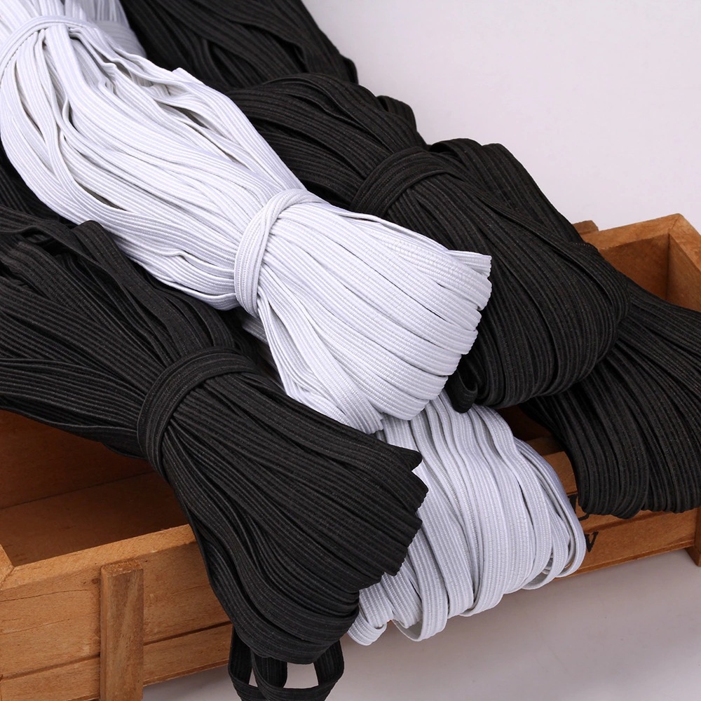 Mask Scarf 6mm Elastic Band 3mm Flat Black and White Latex Elastic String 1mm Strap N95 Elastic