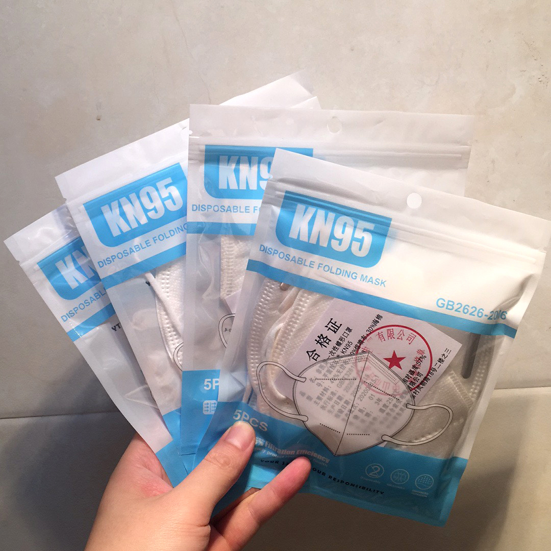 &#034;5 Pieces Hardcover KN95&#034; Yiwu Manufacturer&#039;s Straight Hair KN95 Folding Mask in the Middle with a Meltblown Fabric