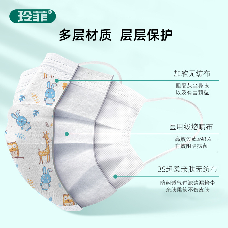 Surgical Mask Factory in Stock Children&#039;s Independent Packaging Disposable Student Travel School Protection 50 PCs