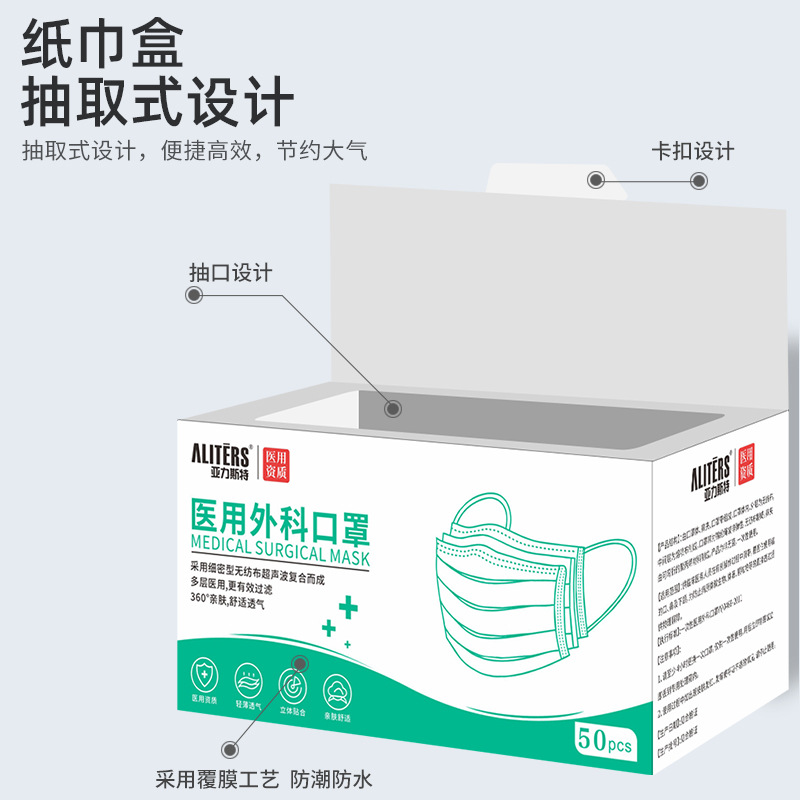 Aliste Disposable Medical Surgical Mask Blue Three-Layer Mask Thick Spot Factory Direct Mask Wholesale