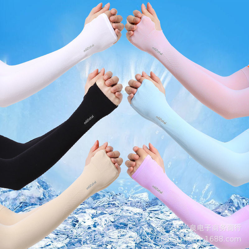 Summer UV Protection Icy Oversleeves Sun Protection Driving Gloves Men&#039;s and Women&#039;s Long Ice Silk Riding Arm Sleeve Stall Supply