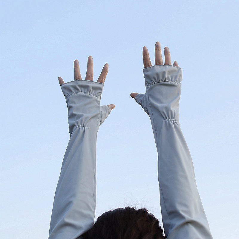 Lady Ruffled Long UV UV Protection Gloves Driving Half Finger Oversleeve Ice Silk Oversleeve UV Gloves