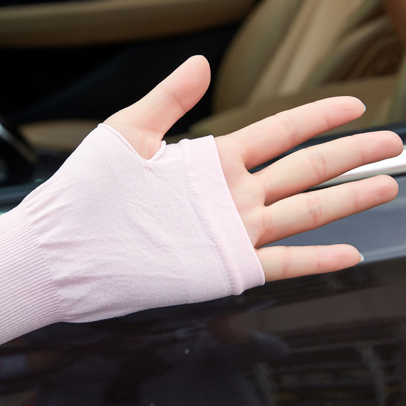7012 Korean Style Summer Ice Silk Cool UV Protection Gloves Outdoor Riding Goddess Seamless Sun Protection Ice Sleeve