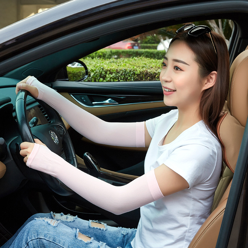 7012 Korean Style Summer Ice Silk Cool UV Protection Gloves Outdoor Riding Goddess Seamless Sun Protection Ice Sleeve