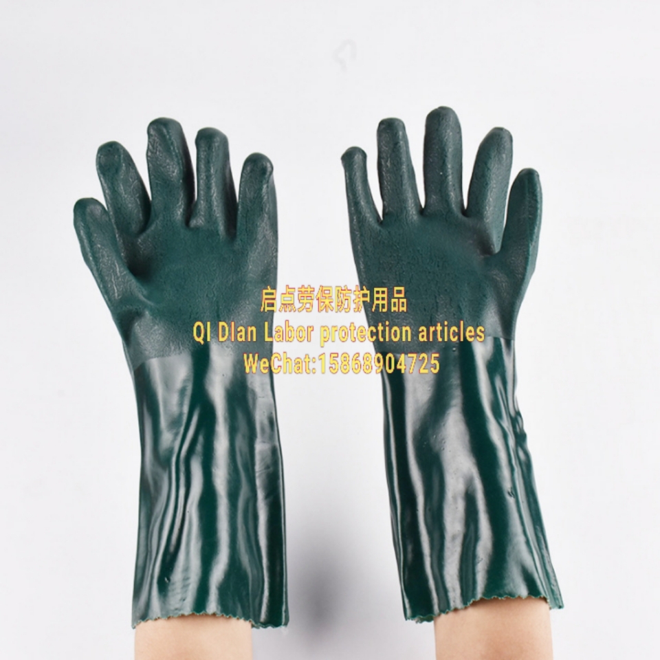 Dark green frosted PVC gloves oil resistant durable smart gloves anti-skid oil resistant
