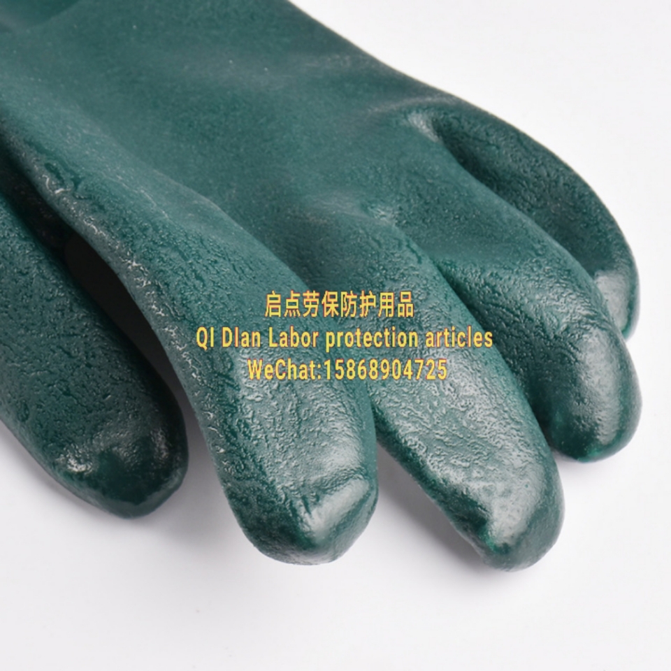 Dark green frosted PVC gloves oil resistant durable smart gloves anti-skid oil resistant
