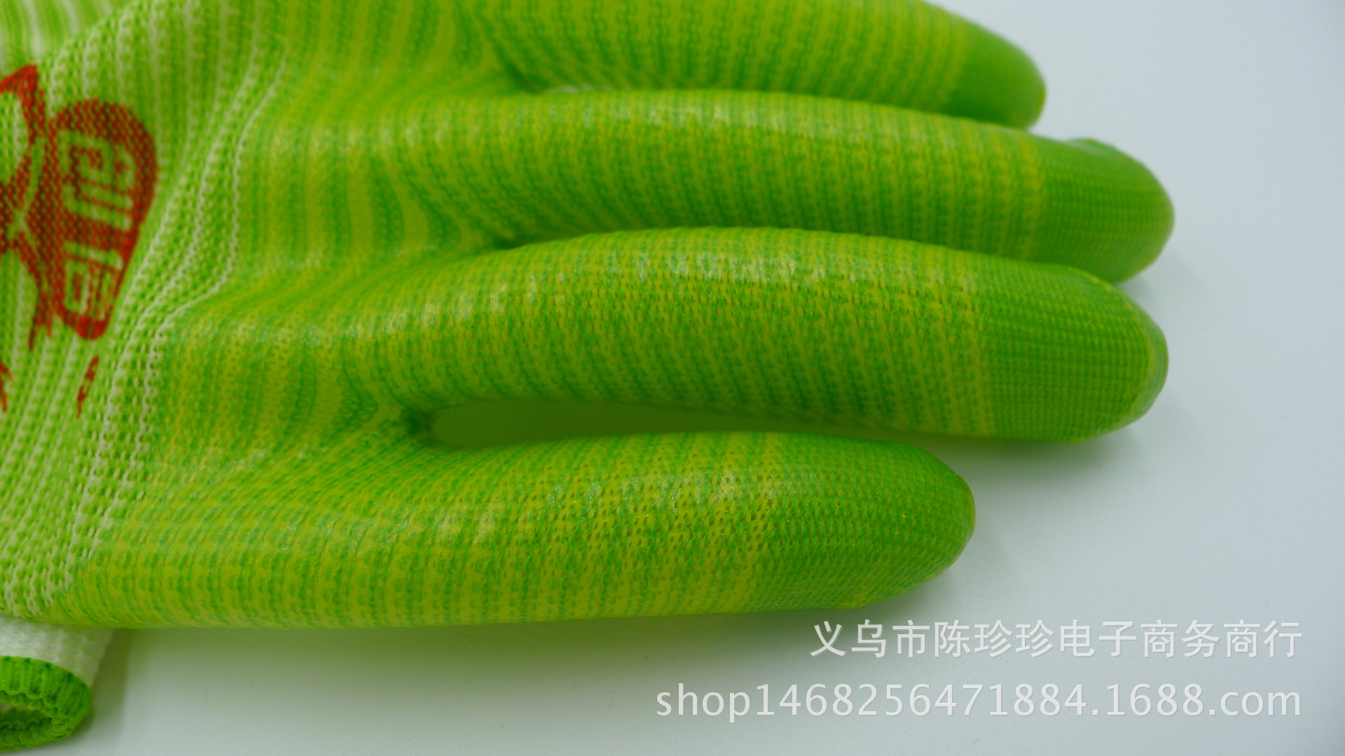 Factory direct selling hand protection green rib PVC gloves imported rubber gloves.
