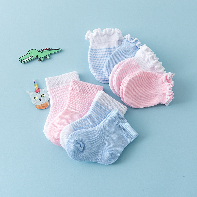 Baby Socks Gloves Baby Anti-Scratch Gloves Socks 0-6 Months Cotton Pure Socks Newborn Gloves Socks