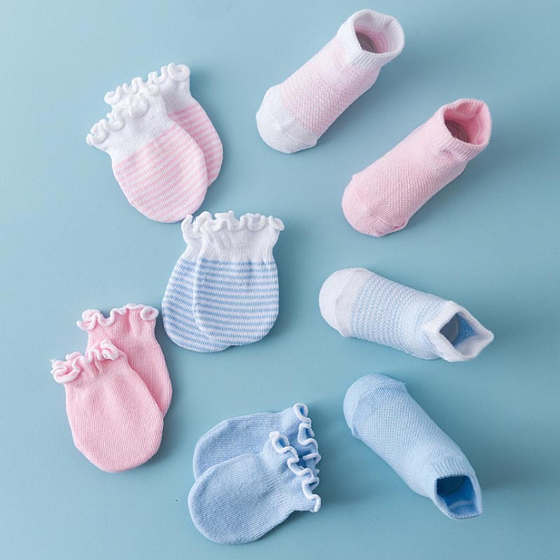 Baby Socks Gloves Baby Anti-Scratch Gloves Socks 0-6 Months Cotton Pure Socks Newborn Gloves Socks
