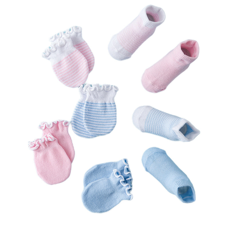 Baby Socks Gloves Baby Anti-Scratch Gloves Socks 0-6 Months Cotton Pure Socks Newborn Gloves Socks