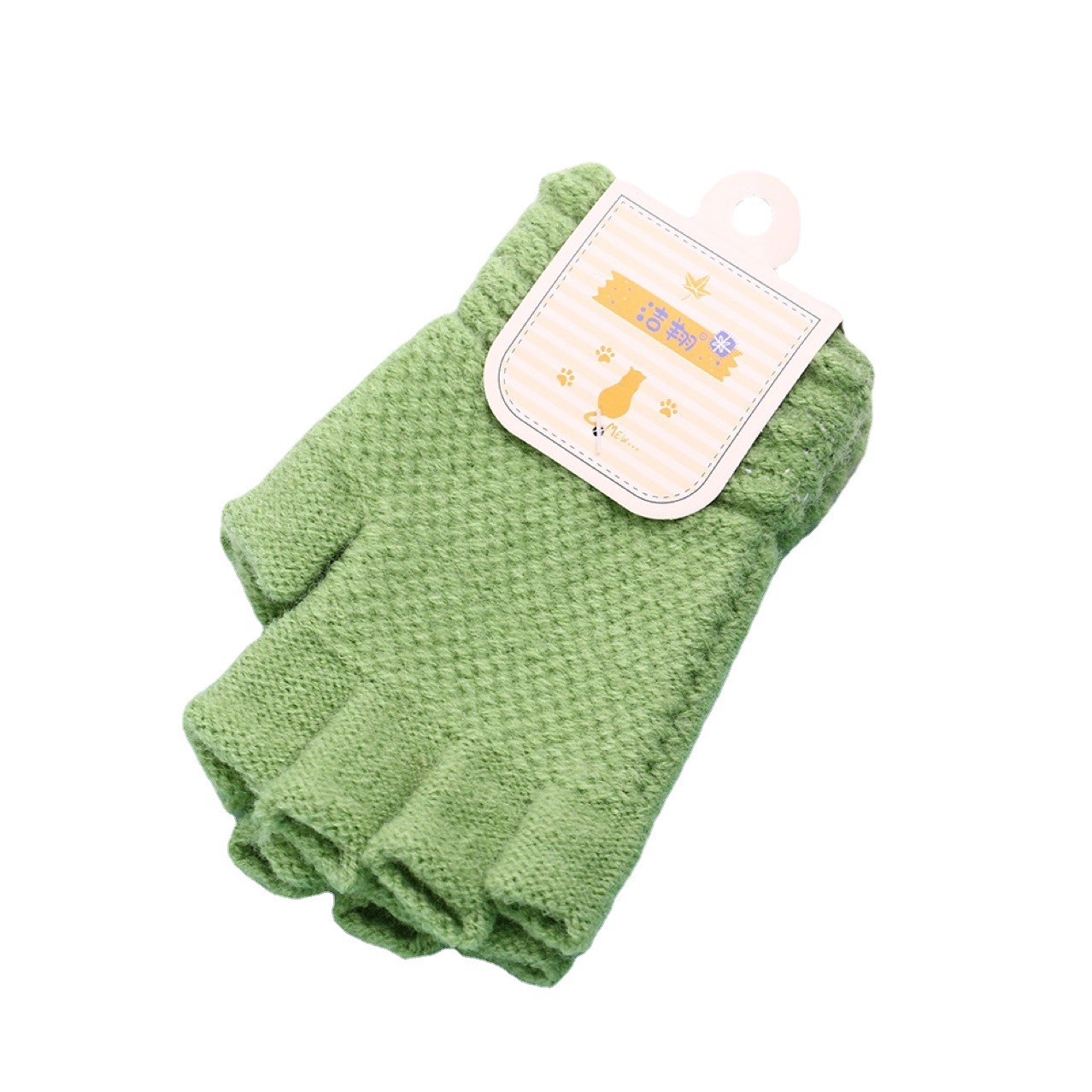 Children&#039;s Knitted Gloves Half Finger Autumn and Winter Warm Children Pupils&#039; Writing Baby Boys Girls Open Finger Gloves