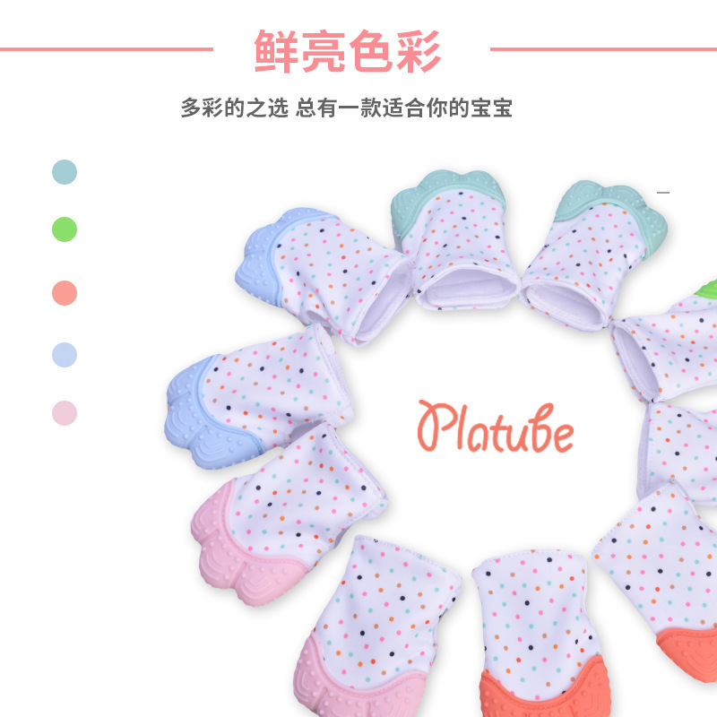 Amazon Hot Baby Supplies Teether Gloves Newborn Silicone Sound Grinding Gloves Baby Comfort Toy