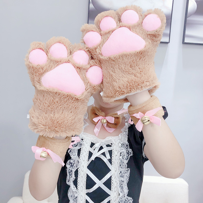 Dropshipping Plush Lolita Cat&#039;s Paw Gloves Cosplay Cartoon Gloves Children&#039;s Performance Cat Palm Props Cartoon Gloves