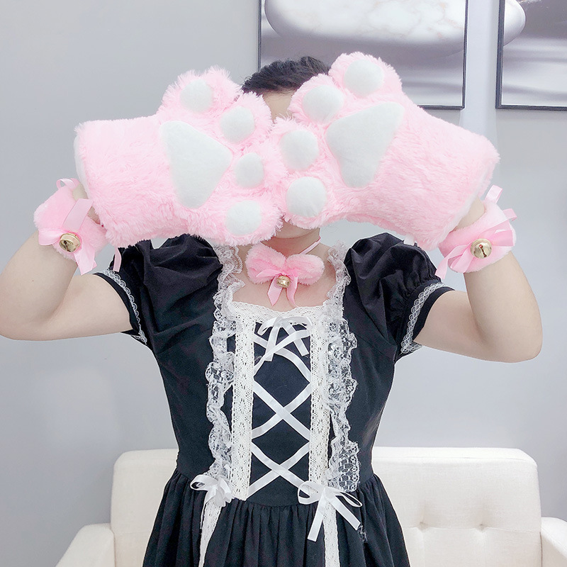 Dropshipping Plush Lolita Cat&#039;s Paw Gloves Cosplay Cartoon Gloves Children&#039;s Performance Cat Palm Props Cartoon Gloves