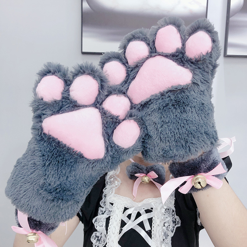 Dropshipping Plush Lolita Cat&#039;s Paw Gloves Cosplay Cartoon Gloves Children&#039;s Performance Cat Palm Props Cartoon Gloves
