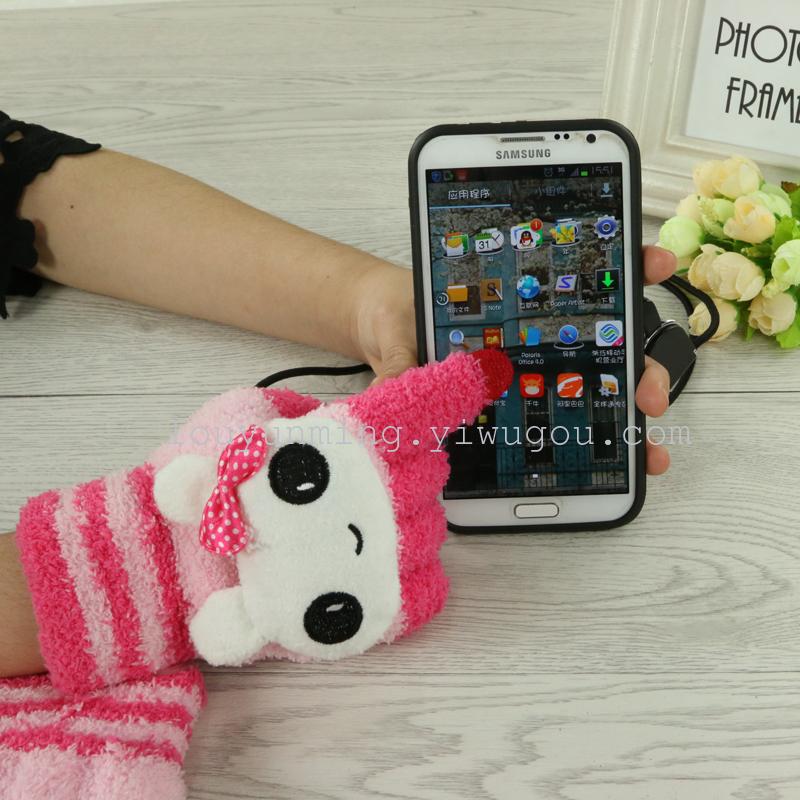 Half of the cashmere dual color touch screen glove lovers cartoon gloves