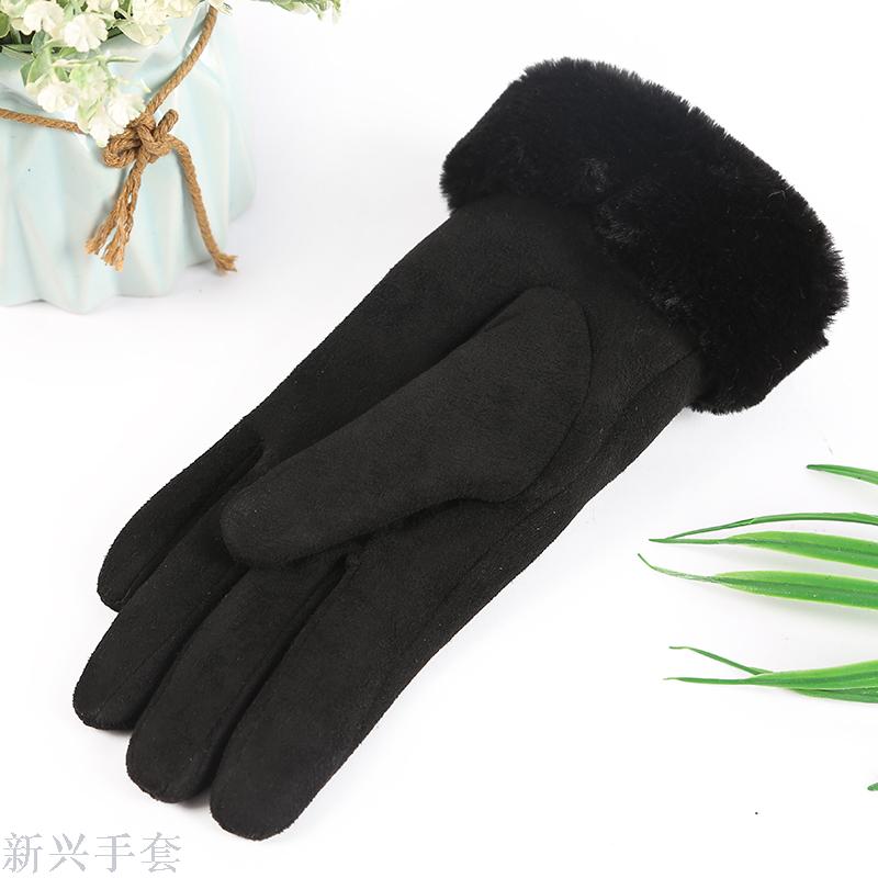 Winter fashion touch screen suede wool gloves for ladies sport non-slip outdoor gloves outdoor sports gloves