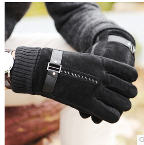 Europe leather pigskin gloves wool gloves stitching