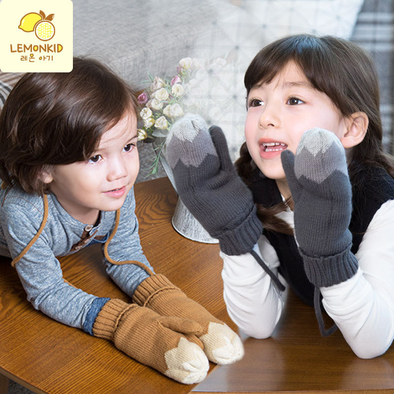 South Korea winter new style children&#039;s wholesale thickened wool gloves gradual color gloves warm mittens