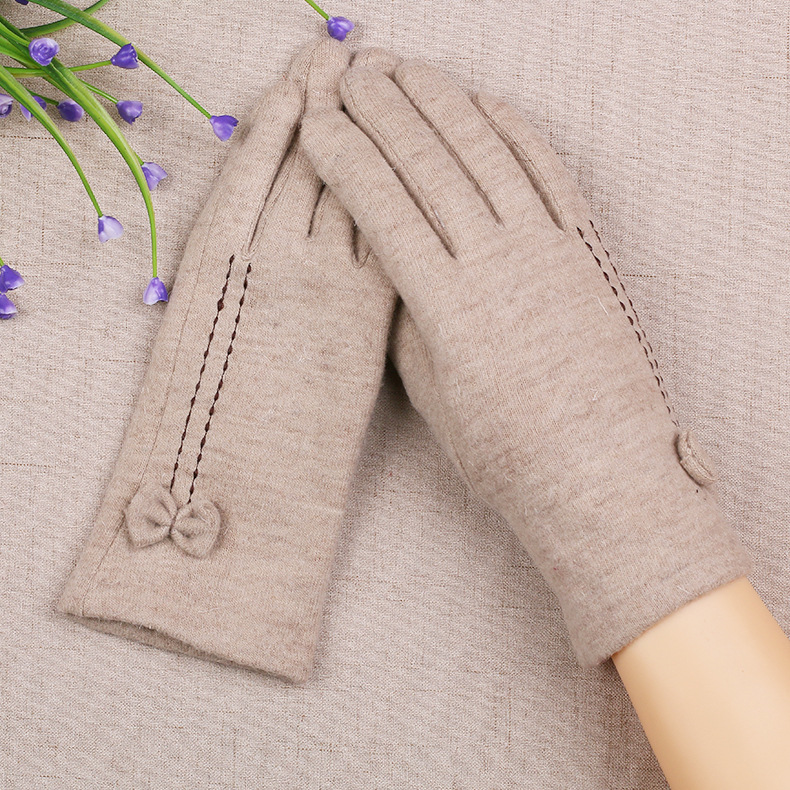 Winter Women&#039;s Fleece Lined Padded Warm Keeping Driving Biking Touch Screen Student Winter Wool Gloves
