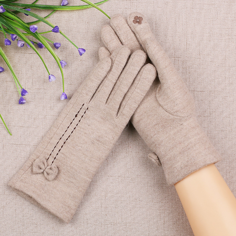 Winter Women&#039;s Fleece Lined Padded Warm Keeping Driving Biking Touch Screen Student Winter Wool Gloves