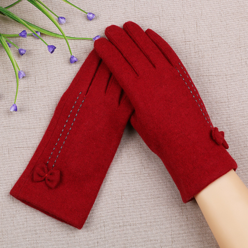 Winter Women&#039;s Fleece Lined Padded Warm Keeping Driving Biking Touch Screen Student Winter Wool Gloves