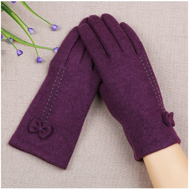 Winter Women&#039;s Fleece Lined Padded Warm Keeping Driving Biking Touch Screen Student Winter Wool Gloves