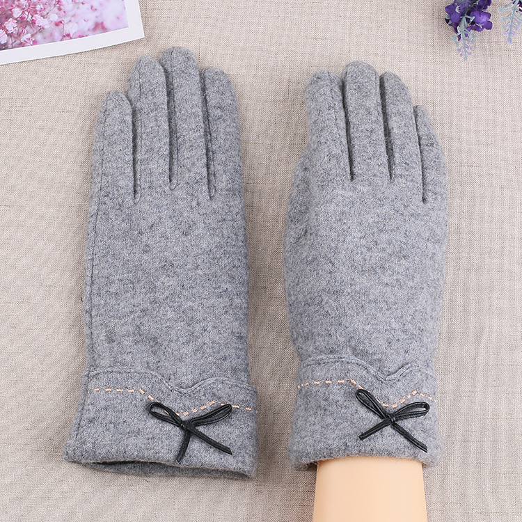 Women&#039;s Cashmere Gloves Autumn and Winter Cute Fleece Lined Padded Warm Keeping Driving Touch Screen Wool Gloves
