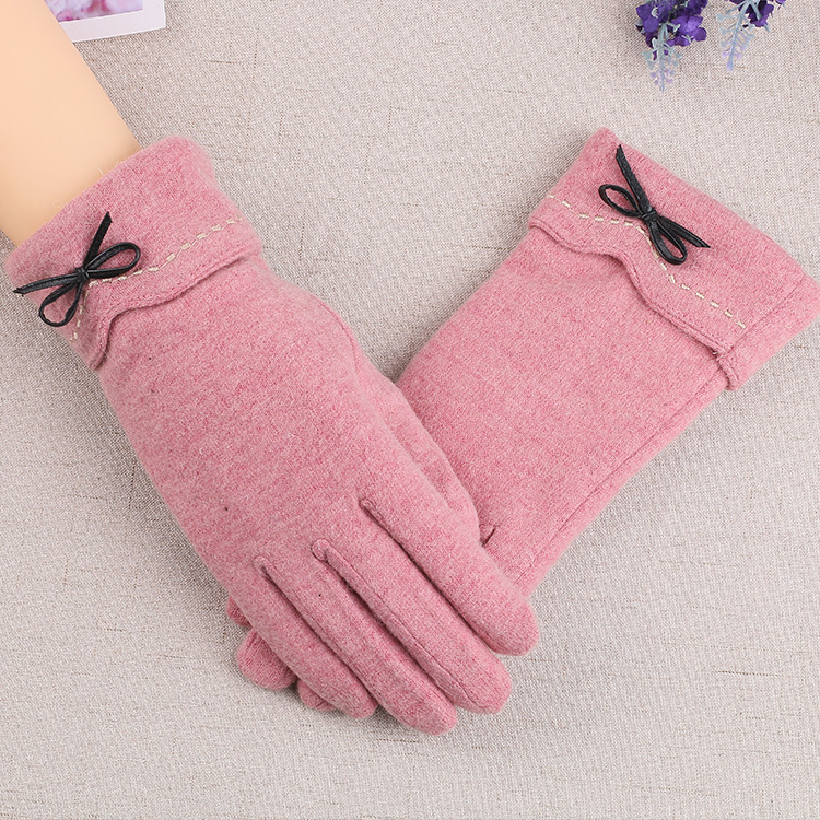 Women&#039;s Cashmere Gloves Autumn and Winter Cute Fleece Lined Padded Warm Keeping Driving Touch Screen Wool Gloves