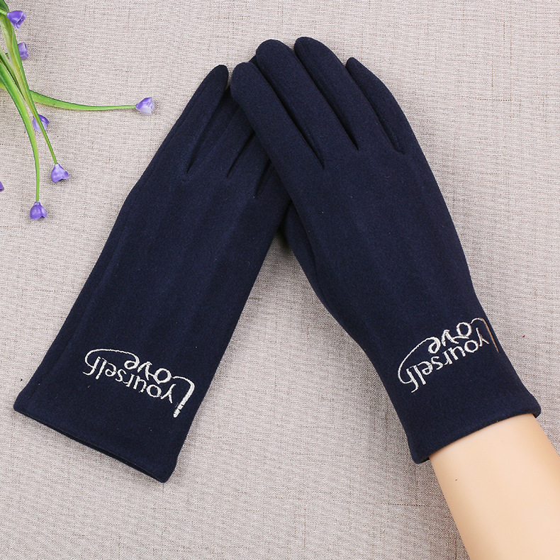 Autumn and Winter Touch Screen Thermal Wool Gloves Women&#039;s Winter Sweet Cute Korean Knitted Cashmere Fleece Thick Gloves