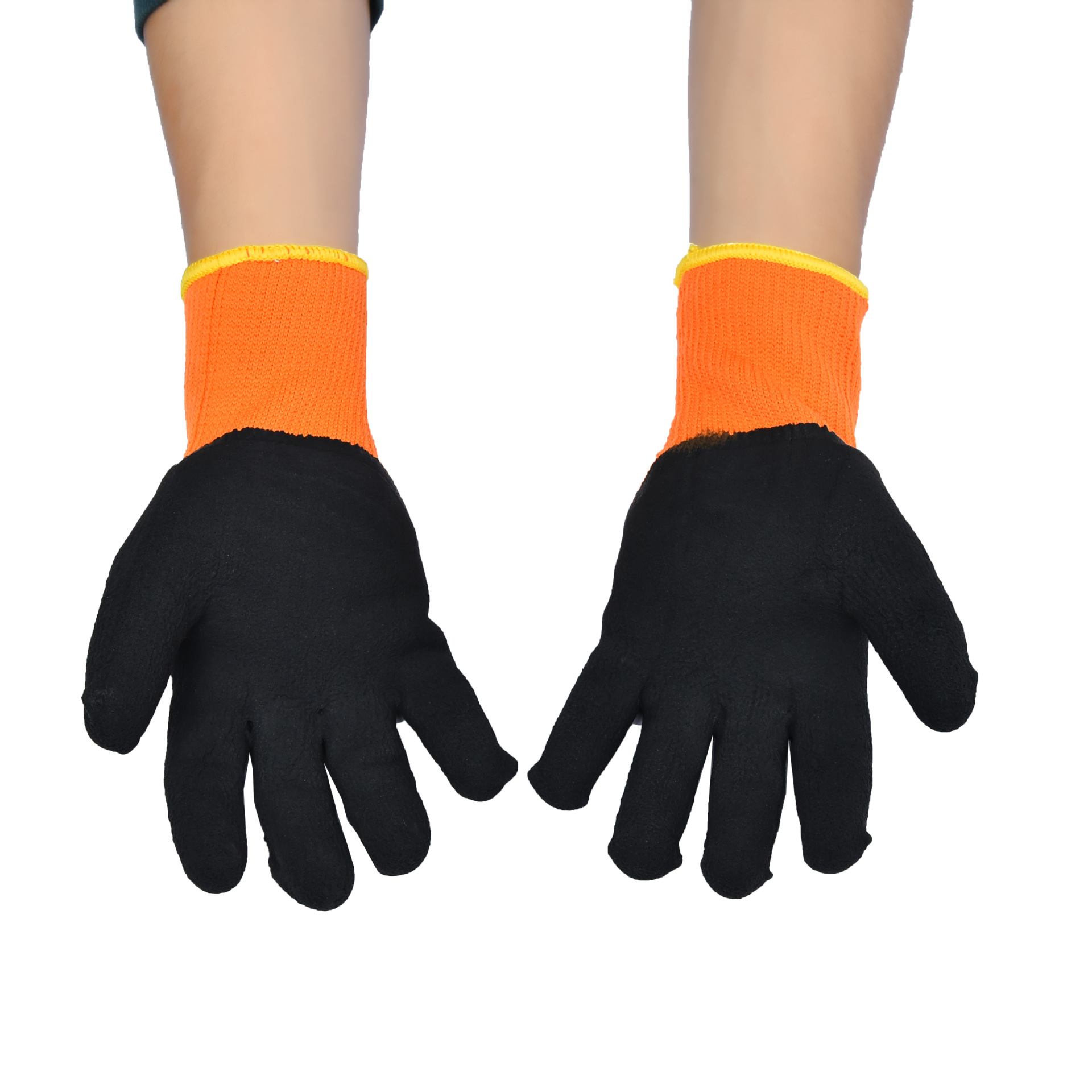 Cold storage direct sales durable winter wool gloves foaming semi - hanging gloves