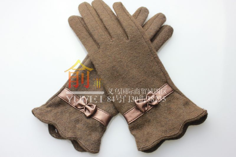 Factory outlets the new fall/winter glove bow gloves ladies Cashmere Wool gloves