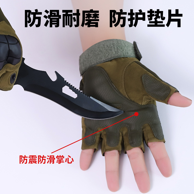 Cross-Border Outdoor Sports Special Forces Combat Military Fans Riding Fitness Anti-Slip Wear-Resistant Soft Shell Half-Finger Tactical Gloves Men