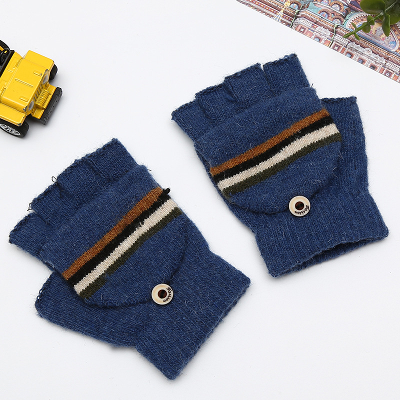 The Children&#039;s winter gloves flip gloves boys and girls warm half-finger gloves versatile baby outdoor gloves