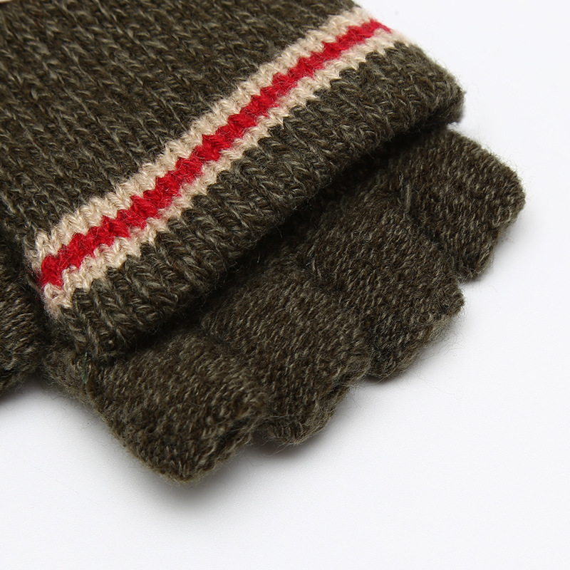 2019 The New Striped Children&#039;s half-finger gloves Boy Autumn/ Winter warm gloves Primary school wool gloves