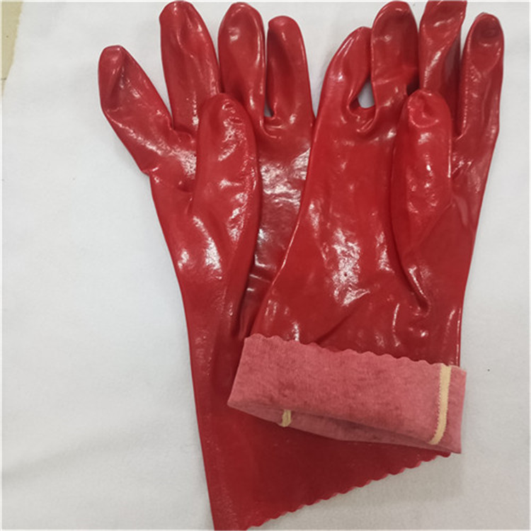 Labor Protection Gloves Red PVC Plastic Gloves Cut-Resistant Oil-Resistant and Antifouling Factory Direct Sales Factory Construction Site Work Gloves