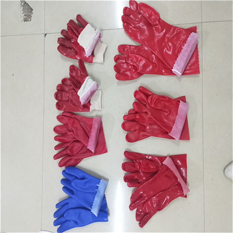 Labor Protection Gloves Red PVC Plastic Gloves Cut-Resistant Oil-Resistant and Antifouling Factory Direct Sales Factory Construction Site Work Gloves