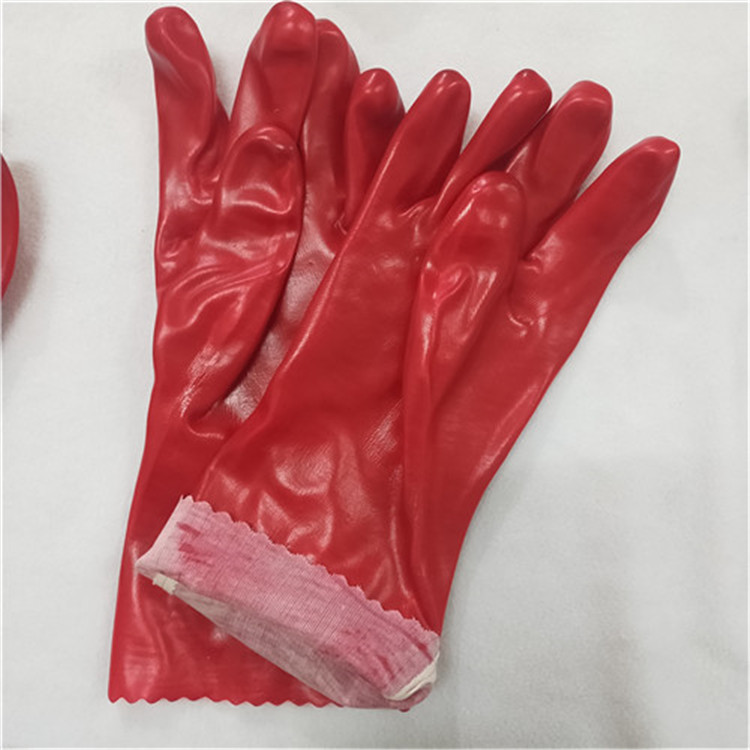 Labor Protection Gloves Red PVC Plastic Gloves Cut-Resistant Oil-Resistant and Antifouling Factory Direct Sales Factory Construction Site Work Gloves