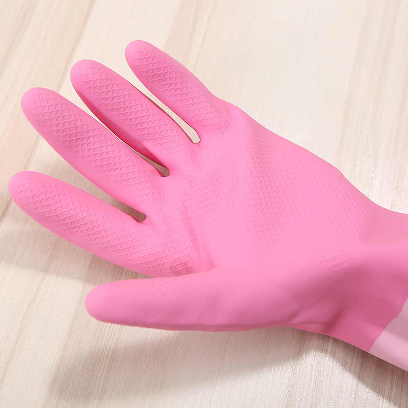 Household Household Kitchen Dishwashing Cleaning Rubber Gloves Home Laundry Pink Plastic Gloves Factory Wholesale