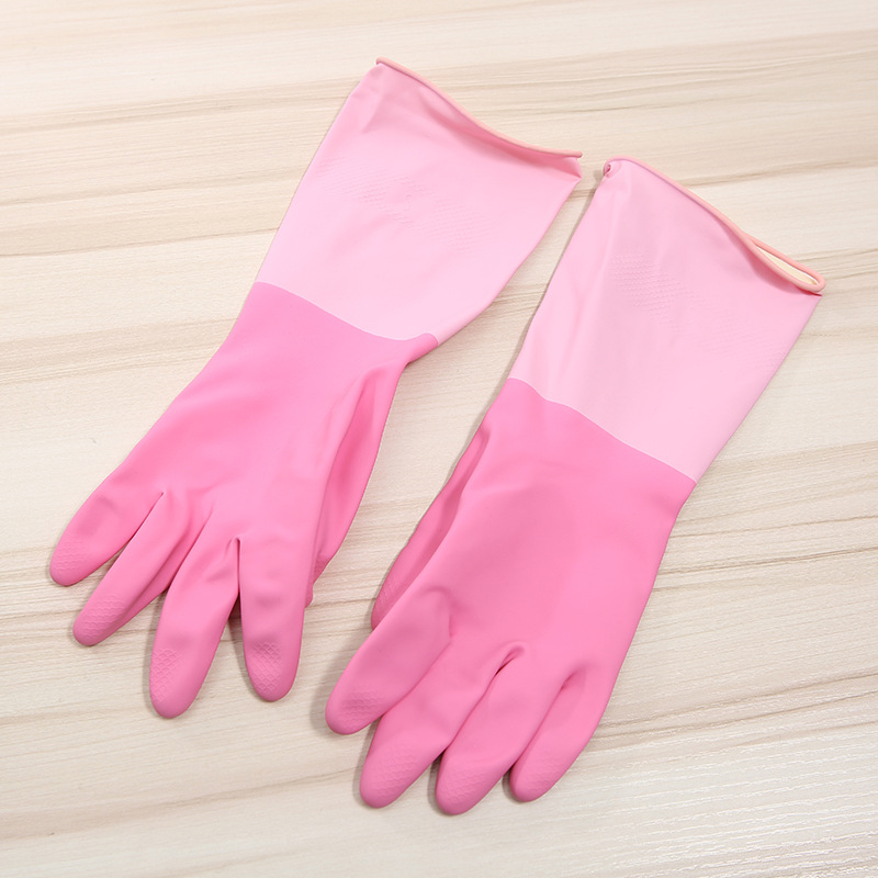 Household Household Kitchen Dishwashing Cleaning Rubber Gloves Home Laundry Pink Plastic Gloves Factory Wholesale