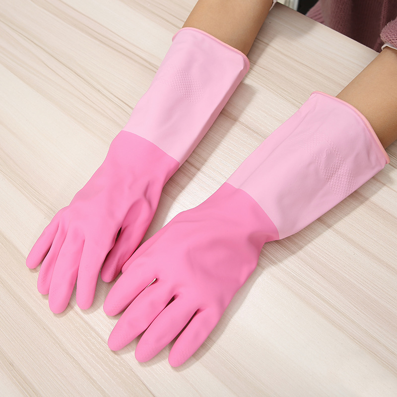 Household Household Kitchen Dishwashing Cleaning Rubber Gloves Home Laundry Pink Plastic Gloves Factory Wholesale