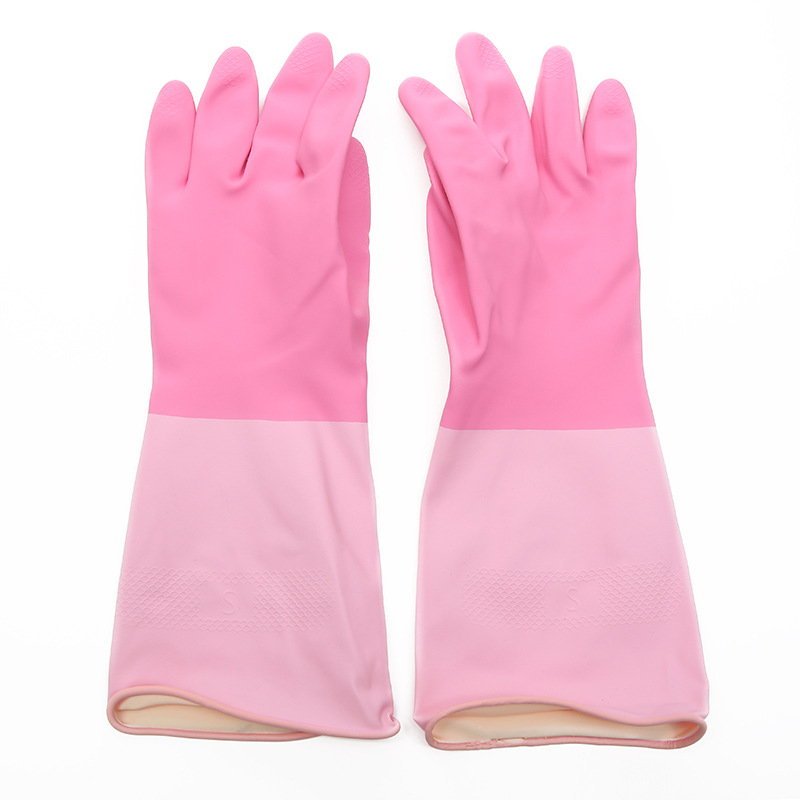 Household Household Kitchen Dishwashing Cleaning Rubber Gloves Home Laundry Pink Plastic Gloves Factory Wholesale