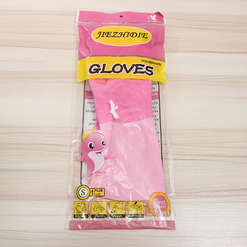 Household Household Kitchen Dishwashing Cleaning Rubber Gloves Home Laundry Pink Plastic Gloves Factory Wholesale