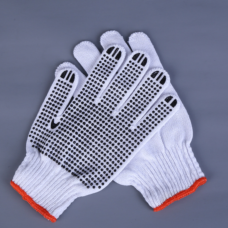 Cotton thread gloves dispensing work gloves labor protection non-slip point plastic gloves wear-resistant
