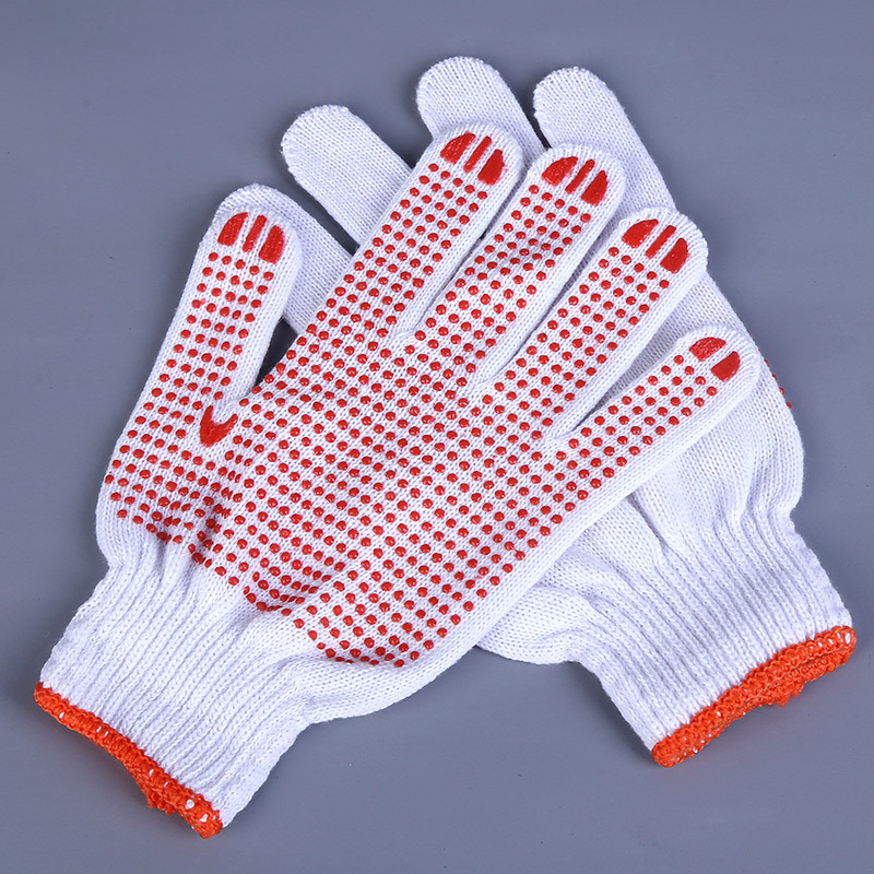 Cotton thread gloves dispensing work gloves labor protection non-slip point plastic gloves wear-resistant