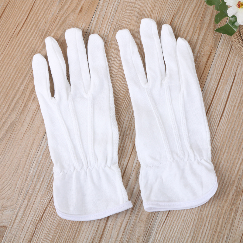 Pure white cotton point plastic gloves function various manufacturers direct sales.