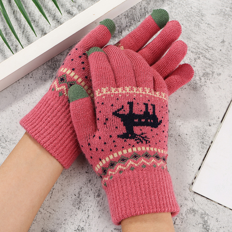 Free Shipping Deer Gloves Autumn and Winter Solid Color Knitting Wool Gloves Warm Thickened Men&#039;s and Women&#039;s Knitted Gloves Students Wholesale Generation Hair