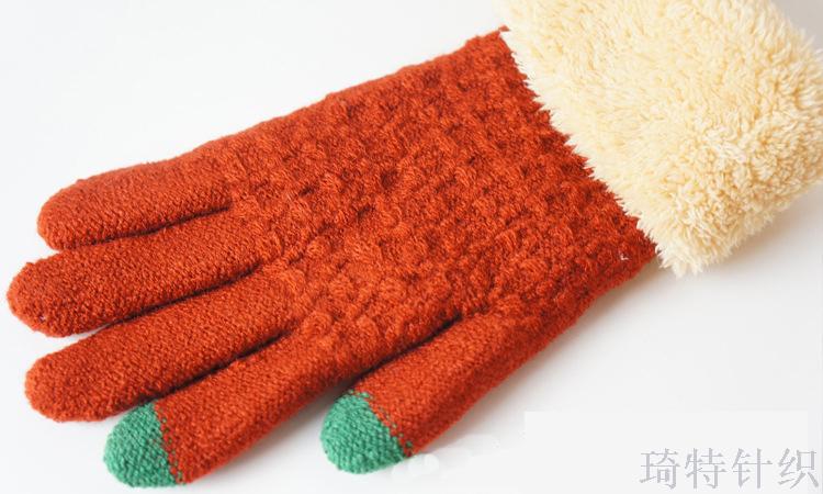 Gloves female winter touch screen saver warm and thickened qiu dong knitting students lovely Korean version of foreign 
